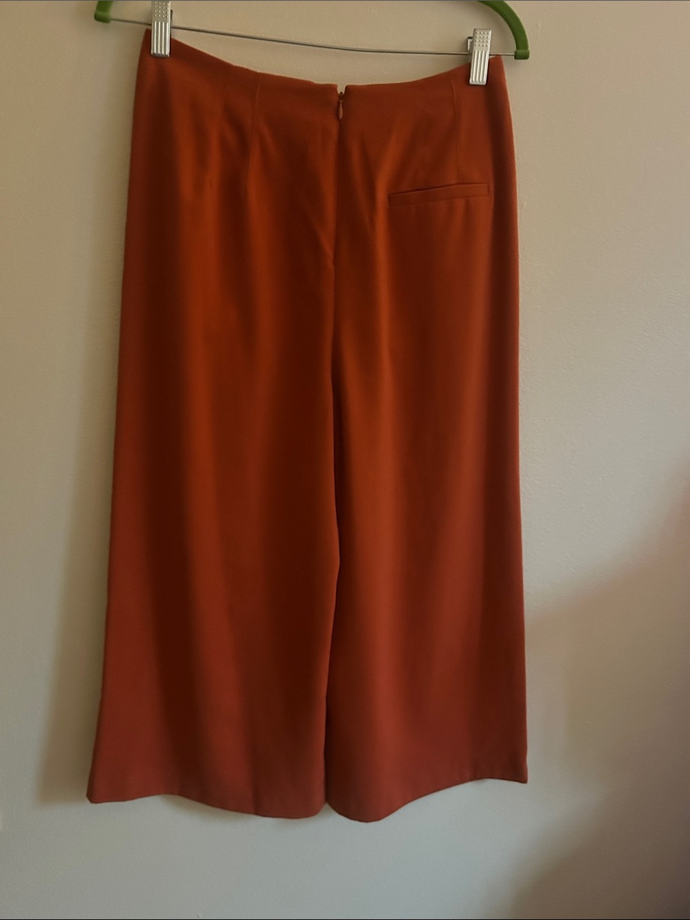 Topshop Coral 6P High Waist Wide-Leg Front Pleats Boho Cropped Back Zip Trousers